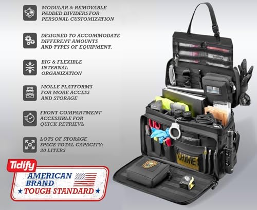 Patrol Bag Used By Law Enforcement Police Gear and Military Grade - Water Resistant Police Officer Duty Bag - Heavy Duty Car Front Seat Organizer with Multiple Storage Space