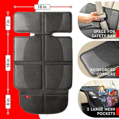 Helteko Carseat Protector with Thickest Padding, 2 Pack Auto Seat Pad from Waterproof & Stain Resistant for Child Baby , Kick Mat Material for Leather and Fabric Seat