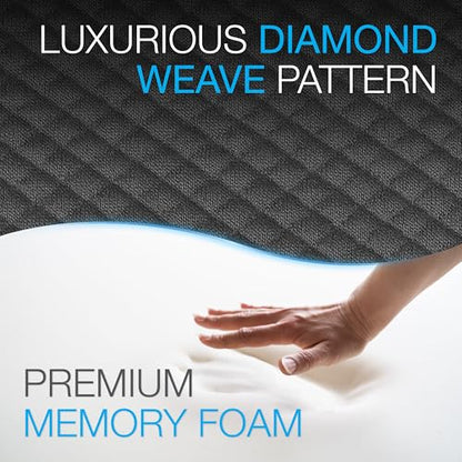 Brookstone - Luxurious Lumbar Support Pillow for Car or Office Chair, Back Cushion with Premium Grade Memory Foam, Breathable and Washable Cover, Adjustable Strap