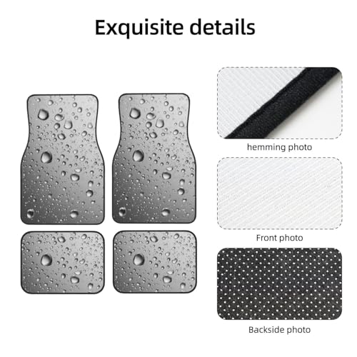 Water Droplets Car Floor Mats,4 Piece, Car Rug Durable Anti-Slip Waterproof Trim to Fit Liner Universal Fit Auto,Sedan,SUV,Truck