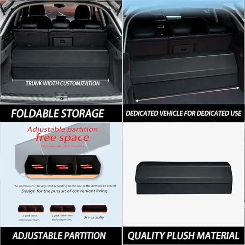 Collapsible Trunk Organizer for Cars, Custom Fit for Toyota Camry 2018-2025 Sedan, 30.7x11x11 Inches Foldable Car Storage Box with Suede Fabric, for Groceries, Sports, Travel & Emergency Kits