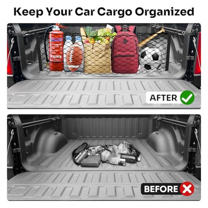 Canvcle Truck Bed Cargo Net for 2019-2025 2026 Dodge Ram 1500 Accessories Envelope Style Mesh Trunk Net Organizer and Storage Stretchable Adjustable Elastic Nylon Rear Cargo Netting with Hooks - style: for Dodge Ram 1500