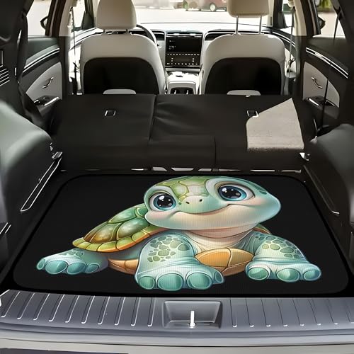 Universal Car Trunk Mat 29" x 39", Cute Cartoon Turtle All Weather Trunk Protection Cargo Liner, Durable Cargo Mat Rear Trunk Liner, Stylish Vehicle Interior Accessories Suitable for Most Car Models - color: Cute Cartoon Turtle