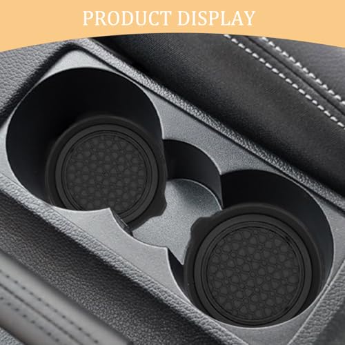 2PCS Car Cup Holder Coaster, Silicone Non-Slip Vehicle Cup Recessed Mats, Waterproof ＆ Sift-Proof Automotive Interior Insulation Drink Insert Pads, Universal Fit (Black) - color: Black