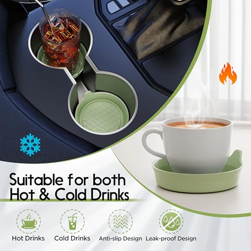 Car Cup Coaster Universal Automotive Waterproof Non-Slip Cup Holders Sift-Proof Spill Holder Car Interior Accessories 4 Pack Tea Green - color: Tea Green Solid, size: 4 Pack