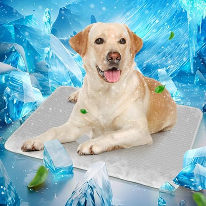 Mora Pets Dog Cooling Mat Instant Self Cooling Pad for Dogs & Cats Breathable Washable Summer Pet Cool Mat Indoor Outdoor, Cold Blanket for Floor Crate Car Travel Use Non Slip Large 40'' x 28'' Grey