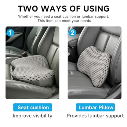 Livtribe Car Seat Cushion - Memory Foam Seat Pad for Sciatica & Lower Back Pain Relief - Driving Cushion with Breathable Mesh Cover - Road Trip Essentials for Drivers (3D Gray) - color: Gray