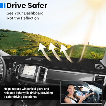 Dash Cover Mat Compatible with Ford Ranger 2019 2020 2021 2022 (Without HUD) Dashboard Cover for Pad Custom Car Dashboard Interior Accessories Ornament - size: Compatible with Ranger 2019-2022(Without HUD)