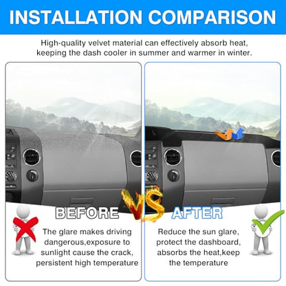Autorder Dashboard Cover Mat for Ford F150 2004 2005 2006 2007 2008 Accessories Dash Cover Upgrade Velvet Dash Mat Sunshade Glare UV Rays Protector - size: 2004-2008 F150 (Black)
