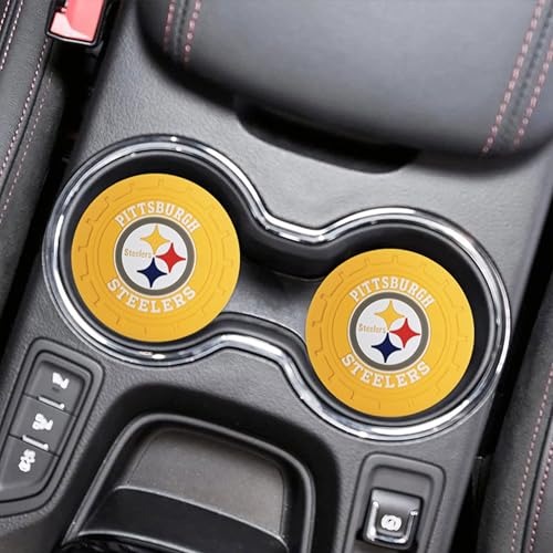 2Pcs Car Cup of Team Coasters,2.75 inches Interior Accessories Silicone Anti Slip Mat Drink Coaster for Car Truck SUV. (GR)