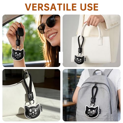 Cute Cartoon Keychain for Girl and Boy, 2 PCS Animal Key Ring Charm for Handbag, Purse, Backpack, Car Keys - color: Black Grey (Cat+dog)