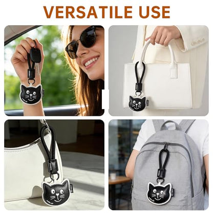 Cute Cartoon Keychain for Girl and Boy, 2 PCS Animal Key Ring Charm for Handbag, Purse, Backpack, Car Keys - color: Black Grey (Cat+dog)