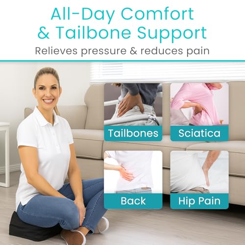 Vive Orthopedic Seat Cushion - Folding Wheelchair Cushion - for Stadium, Car, Office Chair Seat - Portable Coccyx Pad for Comfort Support Pillow for Sciatica, Lower Back, Tailbone Pain Relief