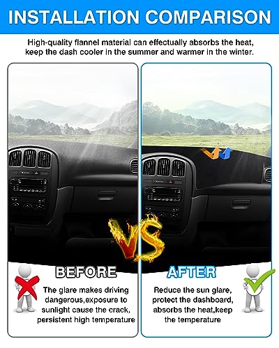 Autorder Dashboard Cover Mat for 2001-2007 Dodge Caravan/Grand Caravan/Chrysler Town Country Accessories Dash Cover Flannel Dash Mat Protector (Without Raised Display w/o Sensor) - size: 2001-2007 Dodge Caravan