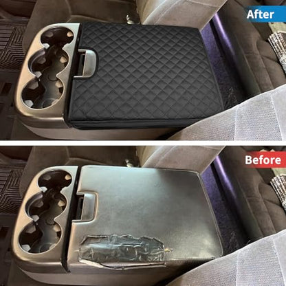 Zxiaochun Center Console Cover Compatible with 2007 2008 2009 2010 2011 2012 2013 Chevy Silverado/Tahoe/Suburban & GMC Sierra/Yukon, Jump Seat Console Armrest Lid Leather Protective Cover, Black - color: Black, size: For 2007-2013 Silverado Sierra Jump Se
