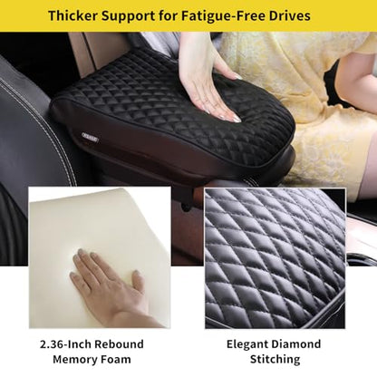 WEIHAO Car Arm Rest Cover Pad, Thick Padding 12.4x7.28x2.2 inch Car Armrest Cushion, Memory Foam Leather Center Console Cushion Pad for Sedans, SUVs, Most Vehicles (Black-1PC) - color: Black (Small 12.4x7.28x2.2 inch)