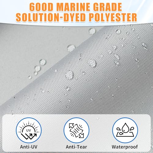 iCOVER T-Top Boat Cover, 600D Heavy Duty Marine Grade Waterproof Tear Resistant Boat Cover for Center Console Boat with T TOP Roof, Fits 22'-24' Long Beam Width up to 116", Grey - color: T-TOP, size: F: 22'-24' long, Beam Width up to 116" W
