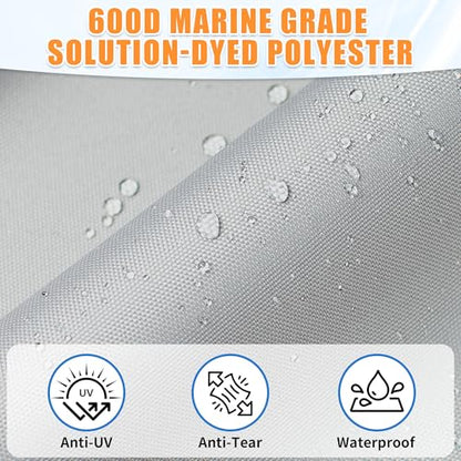 iCOVER T-Top Boat Cover, 600D Heavy Duty Marine Grade Waterproof Tear Resistant Boat Cover for Center Console Boat with T TOP Roof, Fits 22'-24' Long Beam Width up to 116", Grey - color: T-TOP, size: F: 22'-24' long, Beam Width up to 116" W