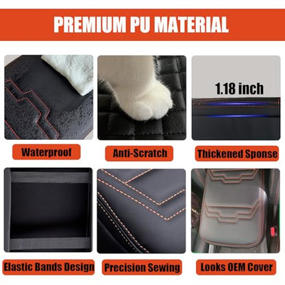 Center Console Cover for Nissan Frontier 2026 2025 2024 2023 2022 - [Upgraded] PU Leather Armrest Cushion Cover for Nissan Frontier Interior Accessories - Thick (Orange Stitches) - size: 1) 22+ |Froniter| Orange Stitch, +Thick Size