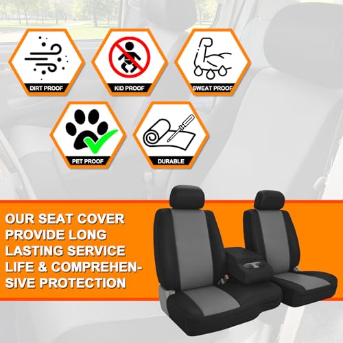 Seat Covers Compatible with 2000-2004 Toyota Tundra, Neoprene Front 40/60 Split Seat with Fold Down Console