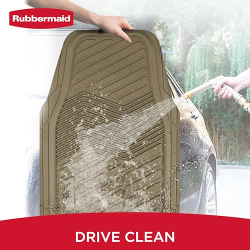 Rubbermaid Car Mats Full Set – All Weather Car Floor Mats Universal Trim-to-Fits Design,Heavy Duty Car Mats for Cars, SUVs, Trucks,and Vans - Black - color: Beige