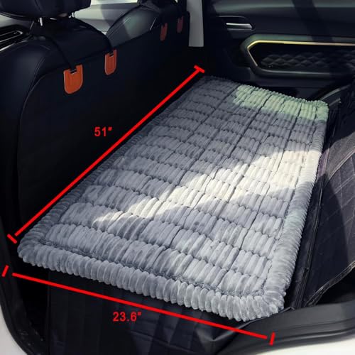 Dog Bed for Car Back Seat Non-Slip, Backseat Dog Bed Mat for Backseat Extenders, Pet Car Blanket Seat Cover for SUVs Trucks Sedans, Soft Machine Washable Travel Dog Bed (51" x 23.5") - color: Grey