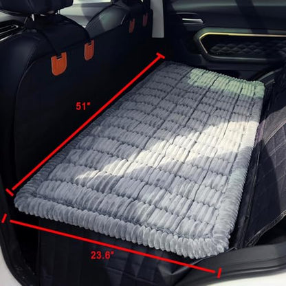 Dog Bed for Car Back Seat Non-Slip, Backseat Dog Bed Mat for Backseat Extenders, Pet Car Blanket Seat Cover for SUVs Trucks Sedans, Soft Machine Washable Travel Dog Bed (51" x 23.5") - color: Grey