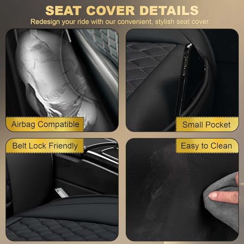 Front Car Seat Covers for Land Rover,Leather Waterproof Seat Protector Custom Fit Land Rover Defender Discovery Range Rover Evoque Sport Velar,2 Pack,Black - color: Black