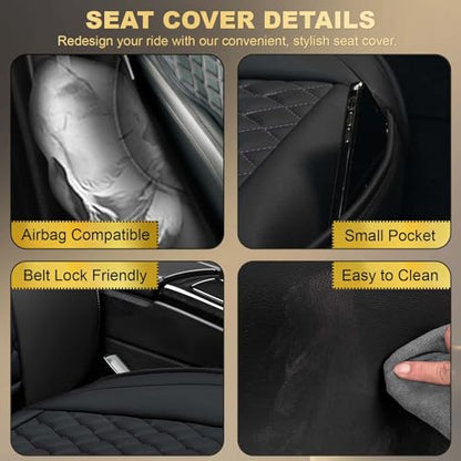 Front Car Seat Covers for Land Rover,Leather Waterproof Seat Protector Custom Fit Land Rover Defender Discovery Range Rover Evoque Sport Velar,2 Pack,Black - color: Black