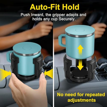 Cup Holder Expander (Adjustable Holder & Base, Auto-Fit Hold, One Button Open), Car Cup Holder Expander for Yeti, Hydro Flask, Nalgene, Owala, Bottles in 2.6"- 4.8" (Black, 1 Pack) - color: Black, size: 1 Pack