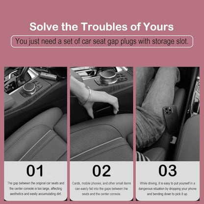 Car Seat Gap Filler 2 Pack, Auto Seat Side Gap Filler Organizer with Storage Slot & Hook, 3 in 1 Carseat Gap Spacer Plug Strip Universal Fit Car SUV Truck Fill The Gap Between Seats & Console, Black