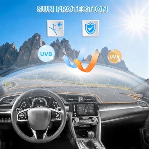 KUST Gray Dash Cover Compatible with Honda Civic 2016-2021 Dashboard Cover Accessories for Civic Non-Slip Polyester Dashboard Mat Custom Fit Center Console Sunshield Protector No Glare - size: Civic 16-21(Gray)