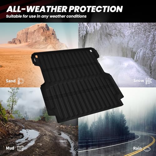 LASFIT Truck Bed Mat for Honda Ridgeline 2026 2025 2024 2023 2022 2021 2020 2019 2018 2017 5.3FT (64.0 in) Bed Mat, TPE All Weather Custom Fit Truck Cargo Bed Liner, Black - style: 8）For Honda Ridgeline | 2017-2026 | Truck Bed Mat