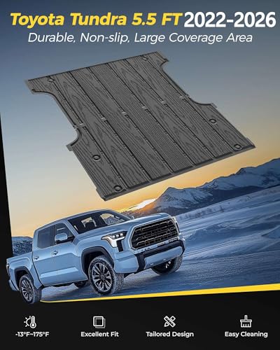 3W Truck Bed Mat for Toyota Tundra 2022-2026 5.5FT/5.5', Heavy Duty Tundra Accessories TPE Truck Bed Liner, All Weather Pickup Truck Bed Protection - size: 4. Tundra|5.5FT|Truck Bed Mat