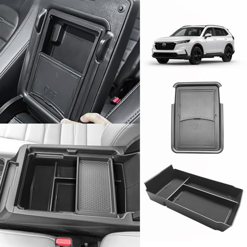 Center Console Organizer Compatible with 2023 2024 2025 2026 Honda CRV & CRV Hybrid Tray & Armrest Hidden Storage Compartment 2PCS Set(Console Tray+Hidden Organizer) - style: Console Organizer & Hidden Compartment