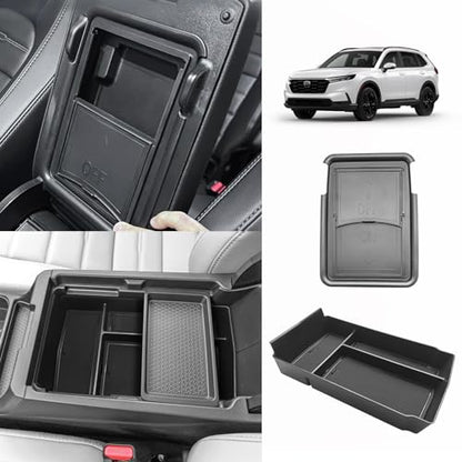 Center Console Organizer Compatible with 2023 2024 2025 2026 Honda CRV & CRV Hybrid Tray & Armrest Hidden Storage Compartment 2PCS Set(Console Tray+Hidden Organizer) - style: Console Organizer & Hidden Compartment