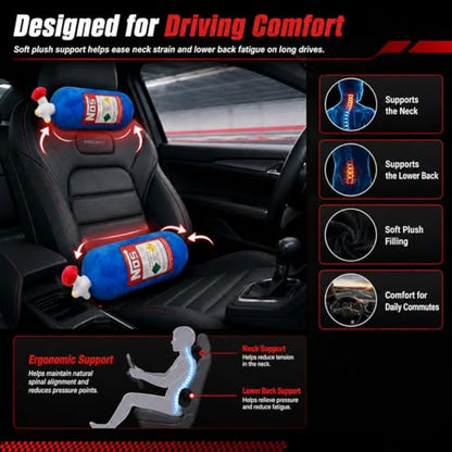 Car Lumbar Pillow NOS Pillow Bottle Car Headrest Pillow Soft Plush Neck Support Cushion for Driving, Office,Home,Party Decorations(18 inch) - size: Lumbar