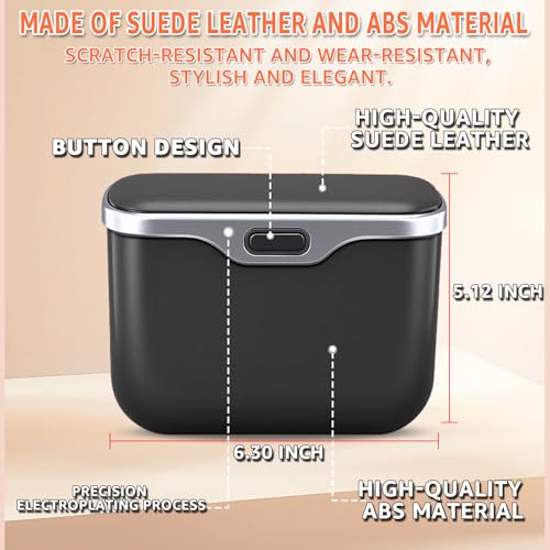 HOLDCY Car Trash Can, Waterproof Multi‑Functional Auto Trash Bin for Door/Console/Seat Back, Universal Vehicle Garbage Can for Car/Truck/SUV Drivers (Black)