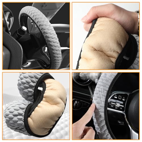 Car Elastic Stretch Steering Wheel Cover, 14.5-15" Breathable Ice Silk Anti-Slip Vehicle Steering Wheel Protector, Soft Auto Interior Decoration Accessories, Universal for Vehicles (Black)