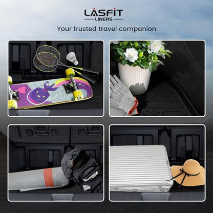 LASFIT Cargo Mat & Backrest Mats for Kia Carnival 2026 2025 2024 2023 2022 / Kia Carnival Hybrid 2025-2026, All Weather TPE Custom Fit Mats Car Trunk Mat Cargo Liner Accessories, Black - size: 3)For Kia Carnival (Hybrid) | 2022-2026 | Cargo