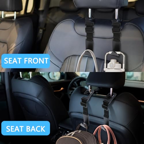 4PCS Car Seat Headrest Hook, Adjustable Car Back Seat Headrest Hanger Holder Hook, Auto Seat Hook Hangers Storage Organizer, Universal Car Headrest Hooks for Handbag Purse Coat