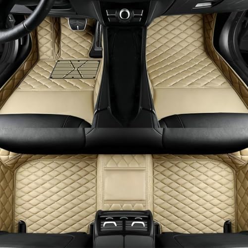 TAHALICustom Colors Car Floor Mats Black Pink for 99.9% Sedan SUV Sports， All-Weather Liners Car Floor mat，Luxury Leather Automotive Floor Mats (Beige-,3D Floor Mats) - color: Beige-