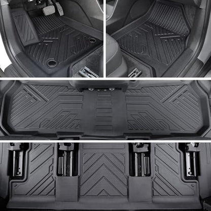 Floor Mats Set for 2024-2026 Chevy Traverse & GMC Acadia & 2025-2026 Buick Enclave, with 2nd Row Kick Mats, Only for 7 Seats Captain Chairs, All Weather TPE Cargo Liner Door Sill Accessories