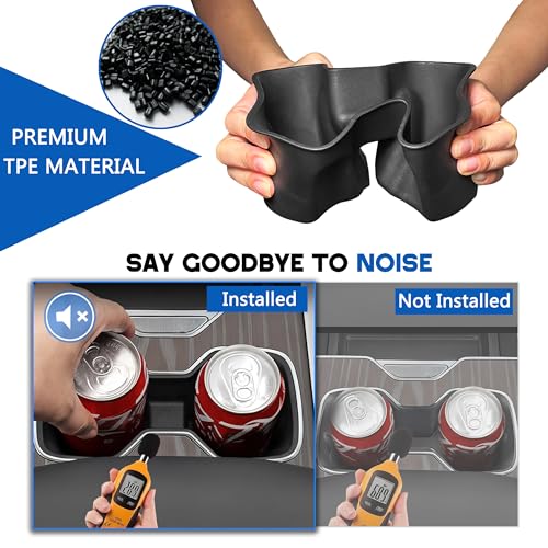 Center Console Cup Holder Inserts for 2026 2025 2024 GMC Sierra EV Denali Accessories Noise-Free TPE Middle Console Drink Holder Organizer Non-Slip Cup Holder Protector for GMC Sierra EV Black - size: for GMC Sierra EV Denali 2024-2026