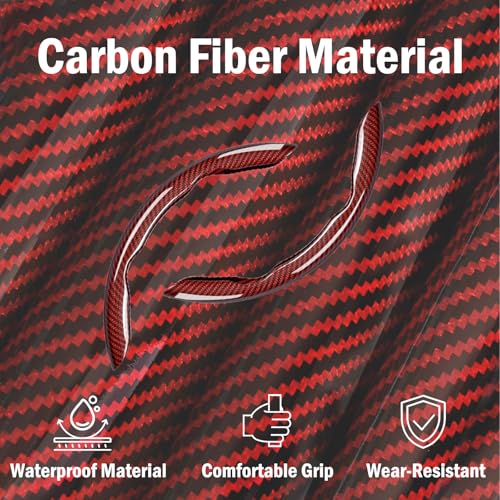 3-Piece Carbon Fiber Steering Wheel Cover, Anti-Slip & Segmented Thin Design for Comfort Grip, Universal Fit 99% Cars SUV Truck,Red - color: Red
