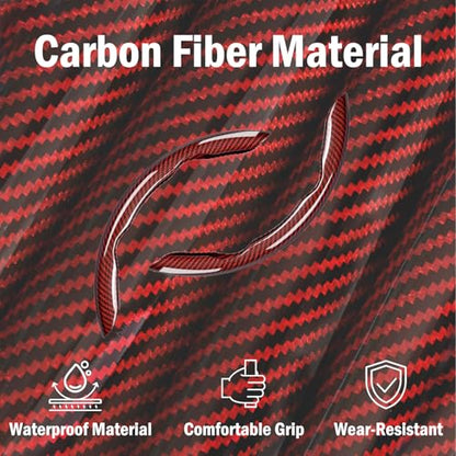 3-Piece Carbon Fiber Steering Wheel Cover, Anti-Slip & Segmented Thin Design for Comfort Grip, Universal Fit 99% Cars SUV Truck,Red - color: Red