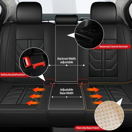 Full Set 5 Seats Custom Fit Faux Leather Seat Covers for Nissan Frontier 2007-2026, Airbag Compatible, Black - color: #077 Black, size: 5 Seats