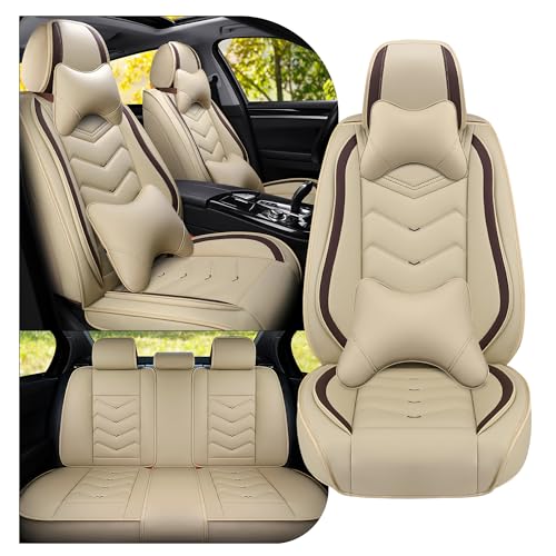 Car Seat Covers Fit for Ford F-150/F-250/F-350 2009-2026, Stylish Sport Seat Cover, Waterproof Wear-Resistant Premium Car Seat Cover，Ford F-150 Seat Covers. (Full Set with Pillow/Beige) - color: Beige, size: Luxury 5 Seats
