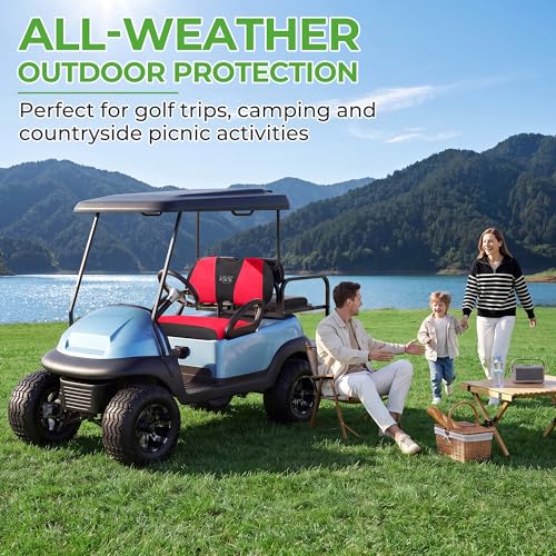 10L0L Golf Cart Seat Covers, Super Comfort Cooler Than Vinyl Seat Cover, Front and Rear Seat Cover for Yamaha EZGO Club Car, No Drilling Breathable Mesh Bench Seat Blanket, Machine Washable - color: Red + Black, style: Front Seat - For Yamaha & Club Car P