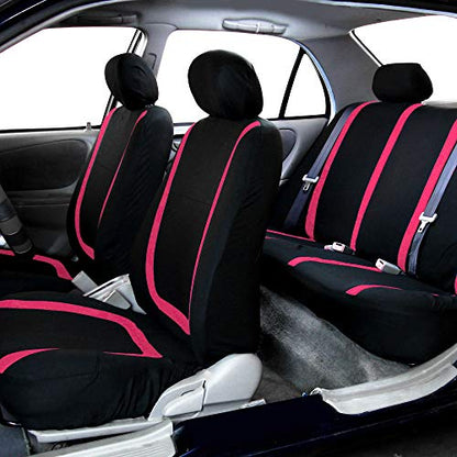 FH Group Car Seat Covers Rear Set Cloth - Car Seat Covers with Removable Headrest,Universal Fit,Automotive SeatCovers,Washable Car SeatCover for SUV,Sedan,Van Pink - color: Pink, size: Rear Set